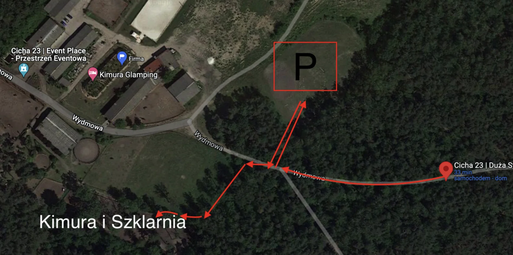 Карта проезда к площадке Kimura i Szklarnia